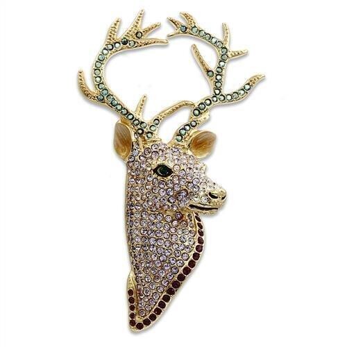 LO2410 - Gold White Metal Brooches with Top Grade Crystal  in Multi Color