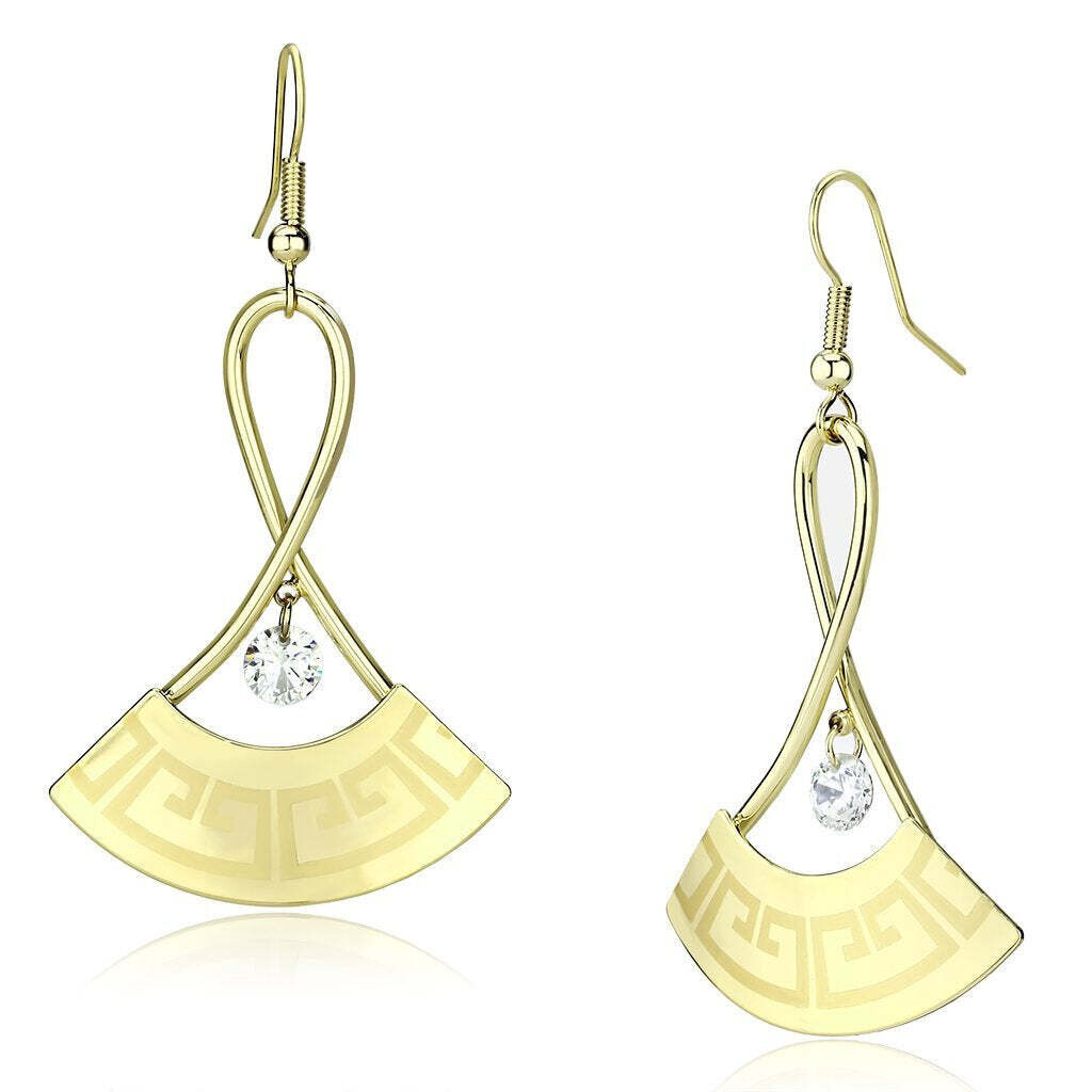 LO2707 - Gold Iron Earrings with AAA Grade CZ  in Clear
