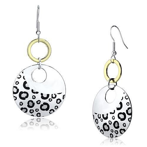 LO2699 - Reverse Two-Tone Iron Earrings with Epoxy  in Jet
