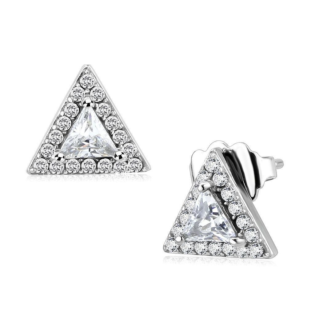 DA327 - No Plating Stainless Steel Earrings with AAA Grade CZ  in Clear