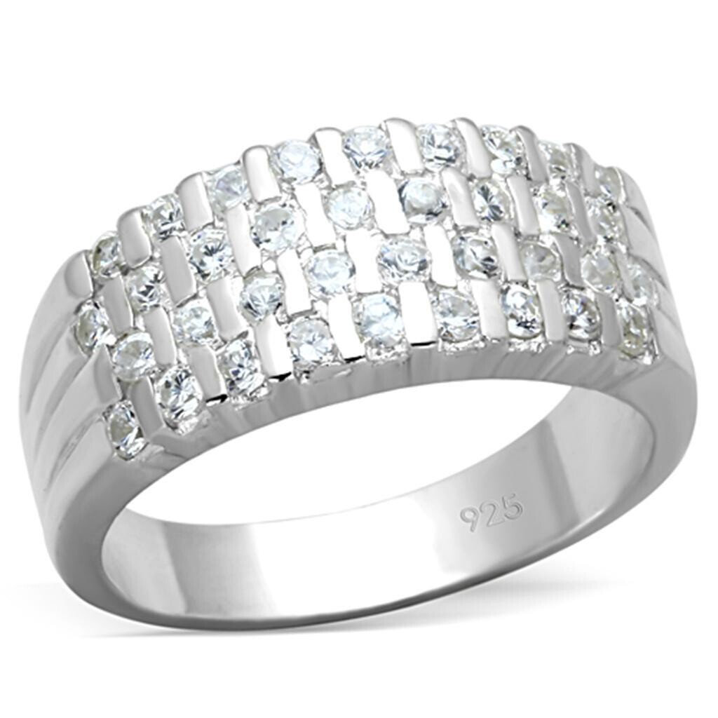LOS707 - Silver 925 Sterling Silver Ring with AAA Grade CZ  in Clear