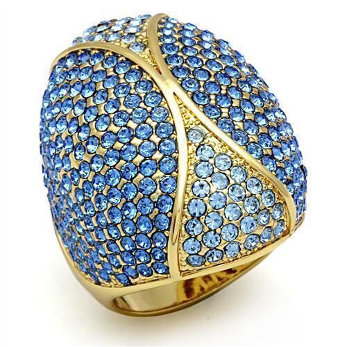 LO2188 - Flash Gold Brass Ring with Top Grade Crystal  in Multi Color