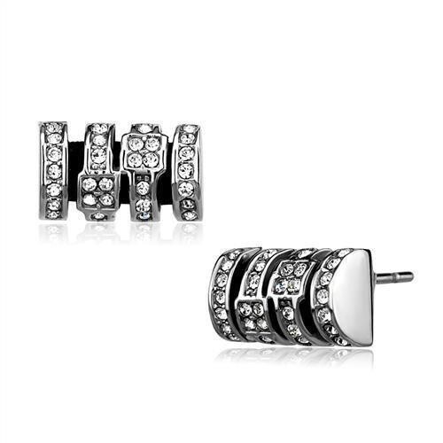 TK2849 - High polished (no plating) Stainless Steel Earrings with Top Grade Crystal  in Clear