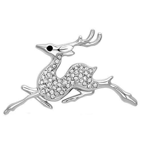 LO2858 - Imitation Rhodium White Metal Brooches with Top Grade Crystal  in Clear