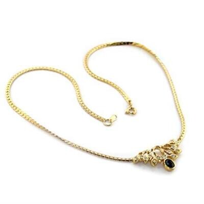 LO369 - Gold Brass Necklace with Top Grade Crystal  in Black Diamond