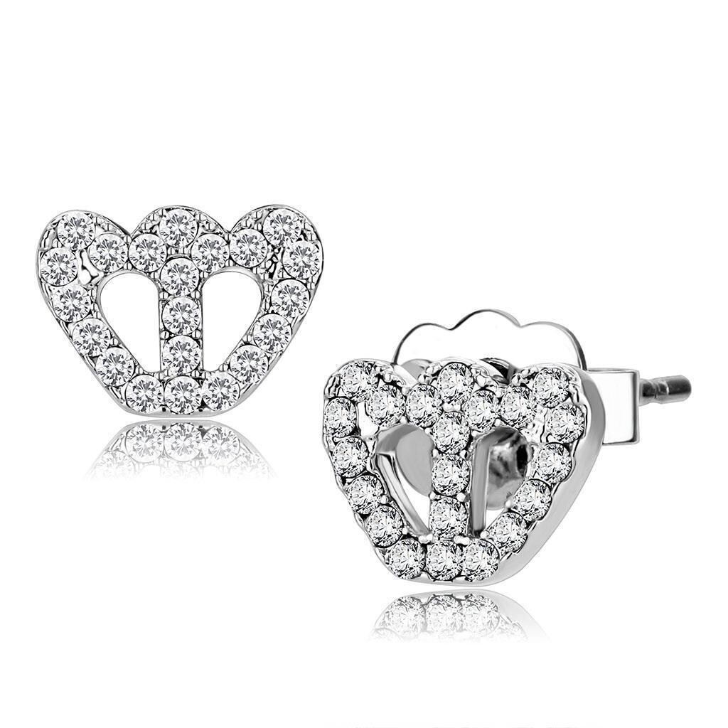 LO4673 - Rhodium Brass Earrings with Top Grade Crystal  in Clear