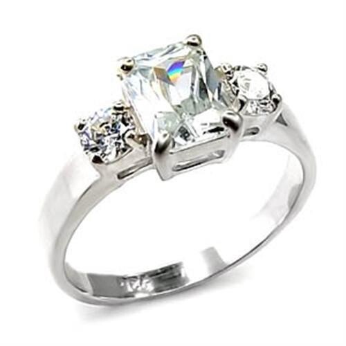 6X247 - High-Polished 925 Sterling Silver Ring with AAA Grade CZ  in Clear