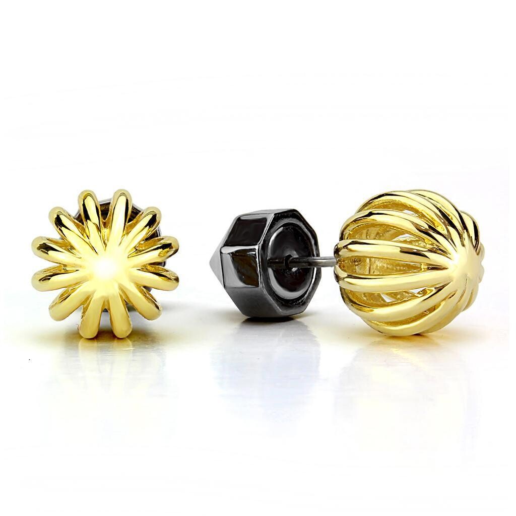 TK3298 - IP Gold+ IP Black (Ion Plating) Stainless Steel Earrings with No Stone