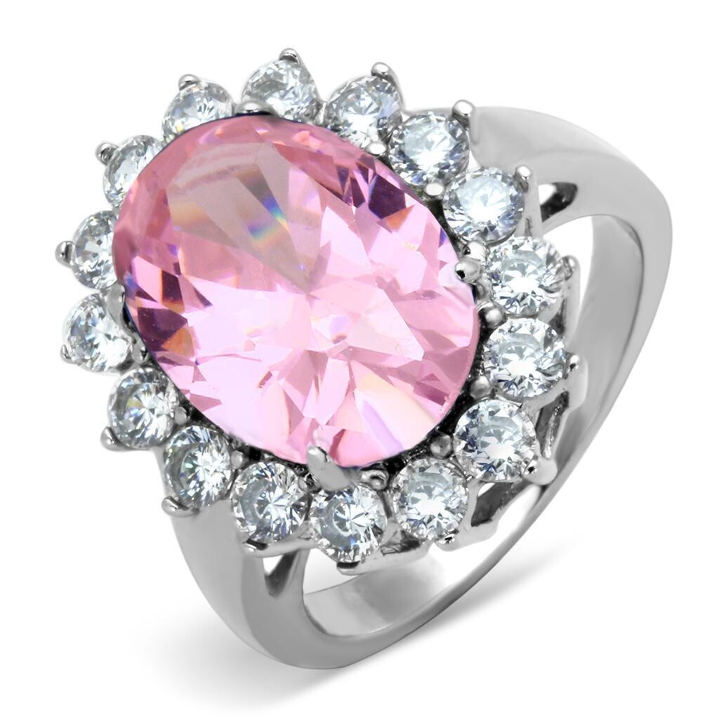 TK3676 - High polished (no plating) Stainless Steel Ring with Synthetic Synthetic Glass in Rose