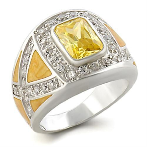 31825 - High-Polished 925 Sterling Silver Ring with AAA Grade CZ  in Citrine