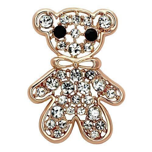 LO2792 - Flash Rose Gold White Metal Brooches with Top Grade Crystal  in Clear