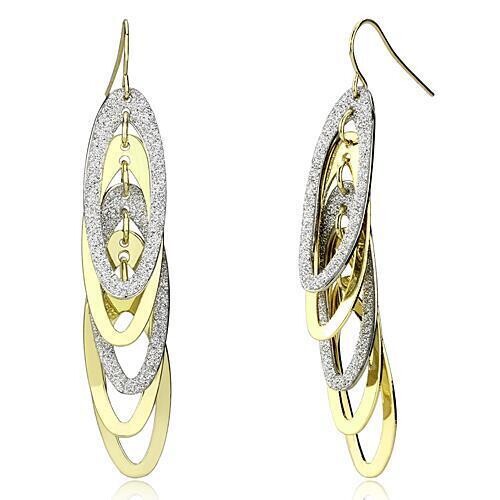 LO2753 - Gold+Rhodium Iron Earrings with No Stone