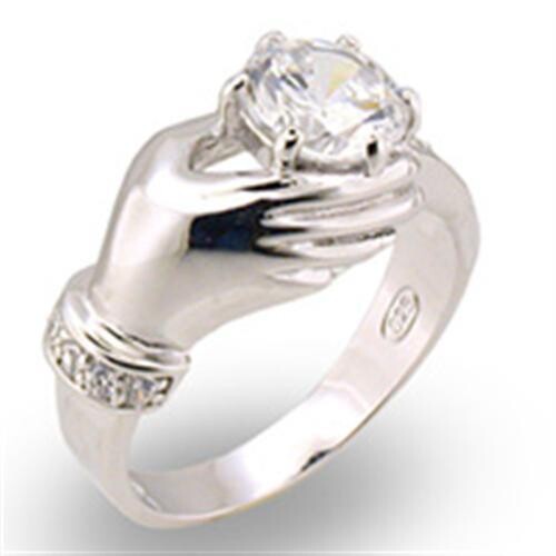 30320 - High-Polished 925 Sterling Silver Ring with AAA Grade CZ  in Clear