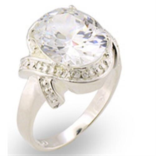 30306 - High-Polished 925 Sterling Silver Ring with AAA Grade CZ  in Clear