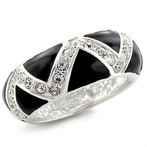 32615 - High-Polished 925 Sterling Silver Ring with Top Grade Crystal  in Clear