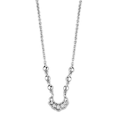 3W448 - Rhodium Brass Necklace with AAA Grade CZ  in Clear