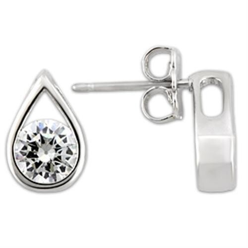 0W180 - Rhodium 925 Sterling Silver Earrings with AAA Grade CZ  in Clear