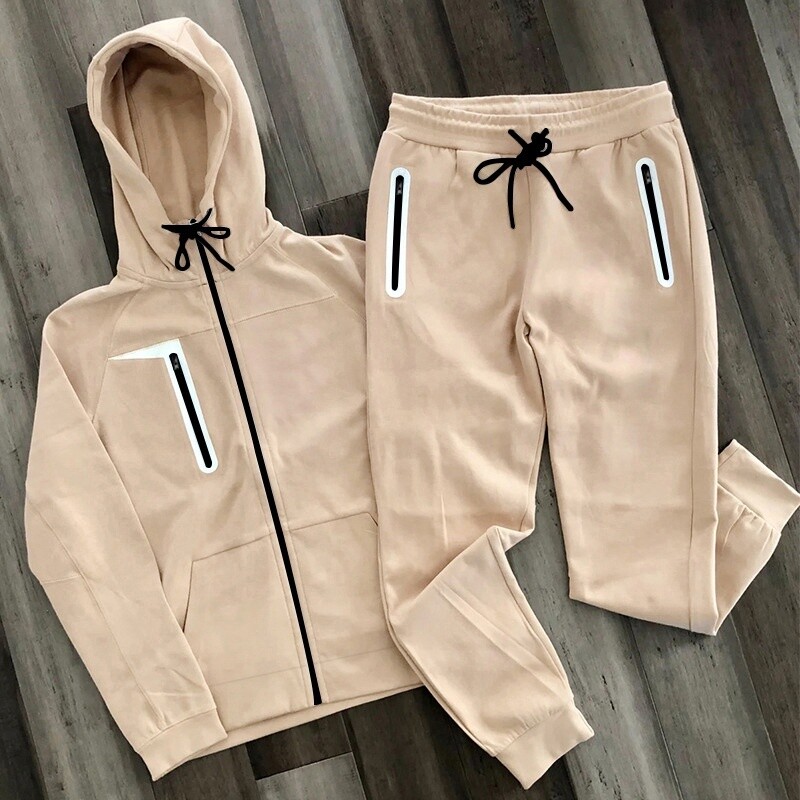 Dropshipping Sweatsuit Custom Logo Polyester Long Sleeve Zip Up Hoodie Pants 2 Piece Set Jogging Suit Mens Track Suits