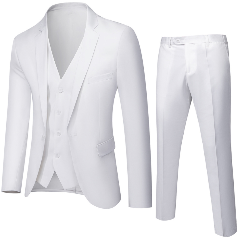 Formal 3 Piece Sets for Men Business Wedding Party Dress Suits Fashion Slim Men's Wear Plus Size M-6XL White Black Blue