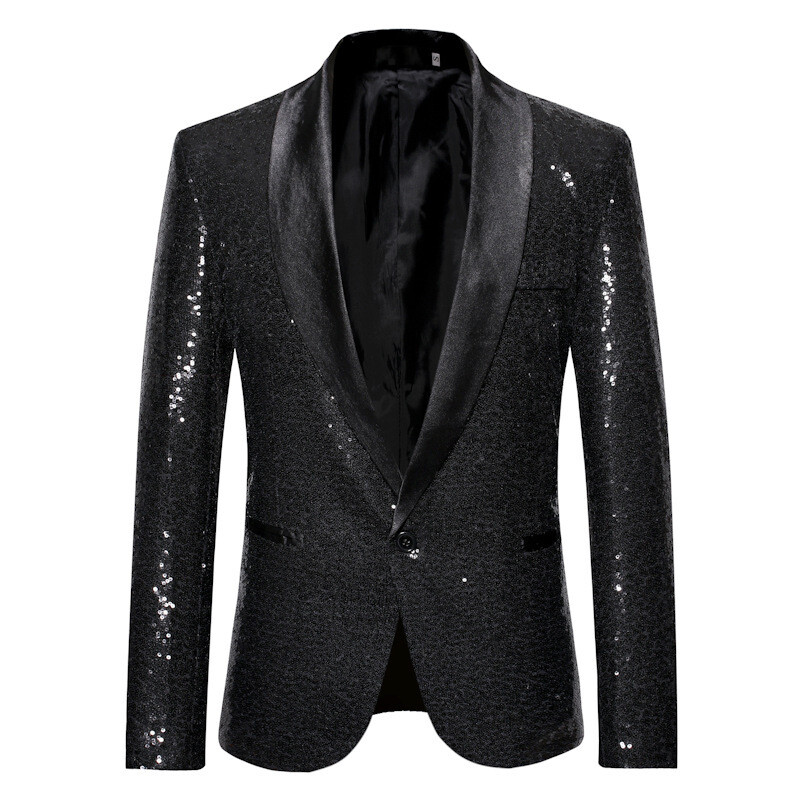 YiXin Men's Suits Solid Color Fashion Sequined Night Club Party Slim Plus Size Men's Suits & Blazer Men Blazer Jacket
