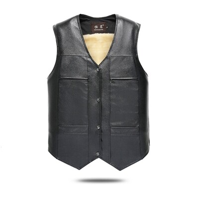 Men's Warm Winter Sleeveless Black Studded Motorcycle Vest Coat