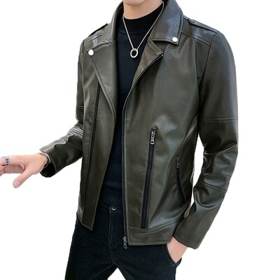 Men's Genuine Leather Blazers Motorcycle Pu Faux Leather Coat