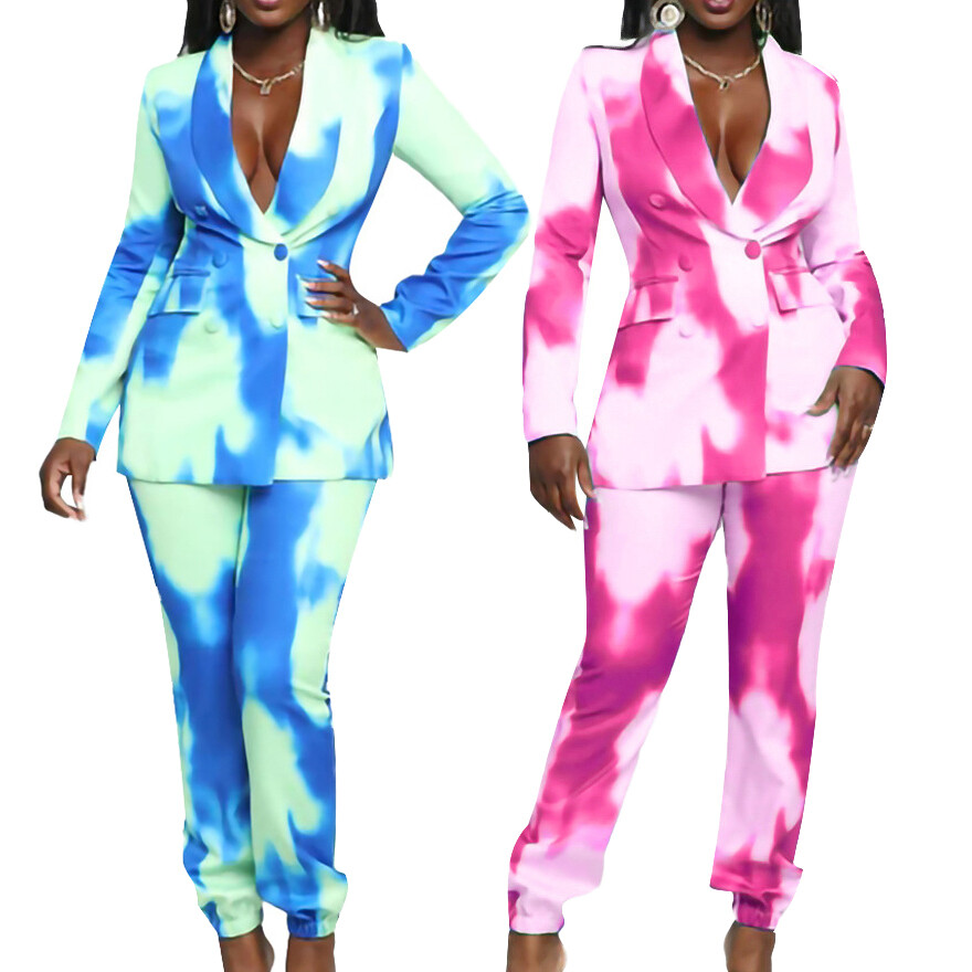 Blue or Fuchsia Two-Piece Casual Sets, Fall/Winter