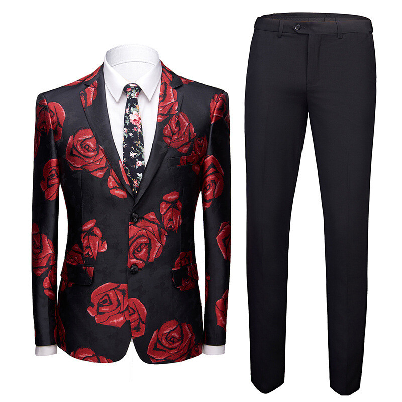 Plus Size Embroidered 2-Pcs  Blazer+Pants Formal Suits 