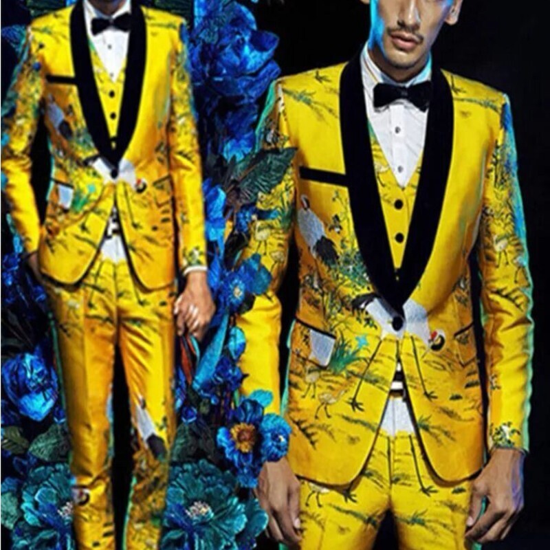 Business Male Tuxedo Set (jacket+pants+vest) Slim Fit Groom Wedding