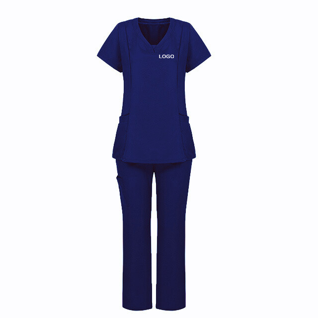 Women's and Men's 4-Way Stretch Spandex Scrub Pants Medical Disposable Uniform V-Neck Sets
