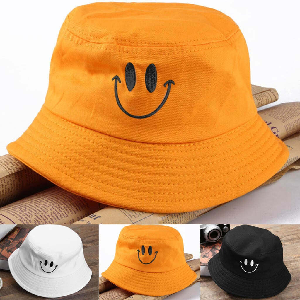 New Unisex Casual Fisherman Bucket Hat Cap Lovely Smile Face Sun Protection