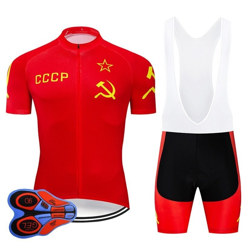 CCCP Cycling Jersey 9D Set MTB Uniform Red Bicycle Clothing Ropa Ciclismo Mens Quick Dry Bike Wear Short Maillot Culotte