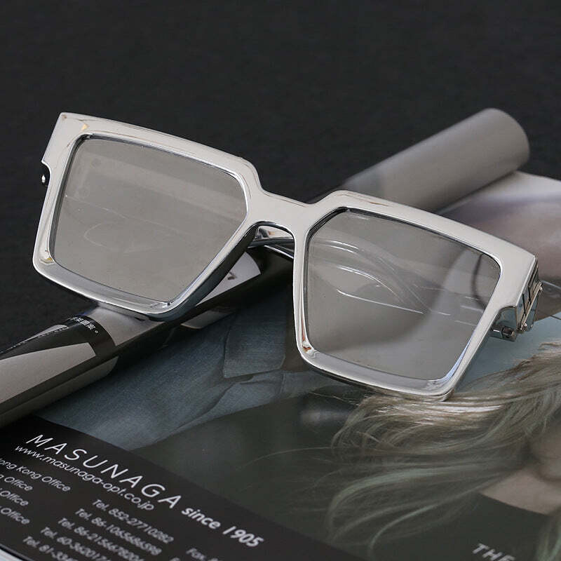 Retro Steampunk Square Sunglasses Men Luxury Brand Design Vintage Sliver Frame Mirrored Driving Sun Glasses