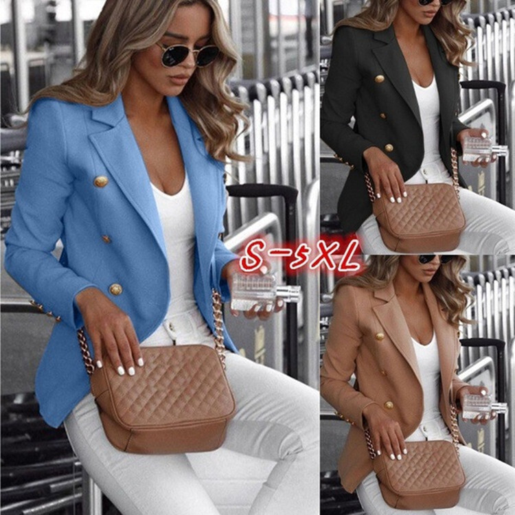 High Quality Women's office 5XL Solid Color Suit Blazer solid 