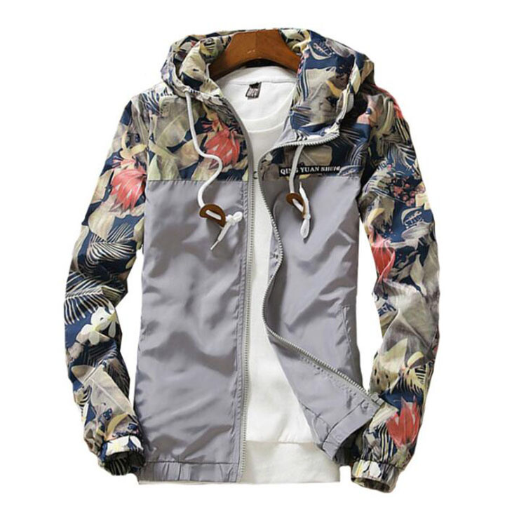 New Arrival Mens Jackets Autumn Long Sleeve Slim Male Coats Outdoor Zipper Men Floral Printed Camouflage Jackets