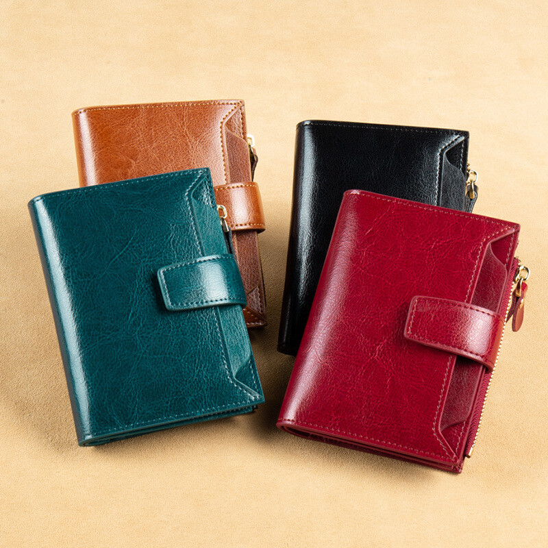 RFID anti-theft wallets for women with a large capacity and real leather