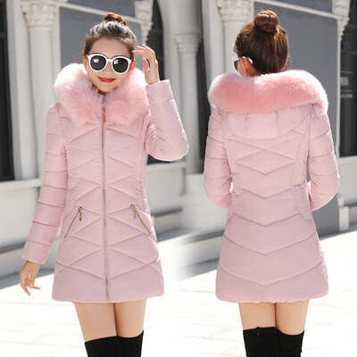 Female Long Jacket New Parkas Down Cotton Warm Outwear Faux Fur Collar Hooded Overcome Winter