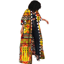 J&H fashion ethnic clothing oversized long cardigan woman full length women's coats traditional printed fabric plus size