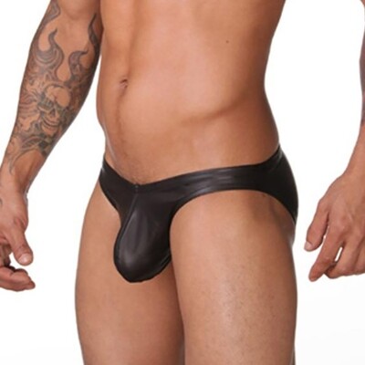 Sexy PU briefs for men man look thur sexy underwear bikini mens leather lingerie