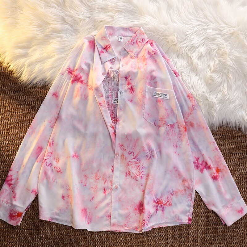 Spring Ladies Long Sleeve Button Up Women Shirts Fashionable Chain Printed Plus Size Blouses & Shirts hip hop