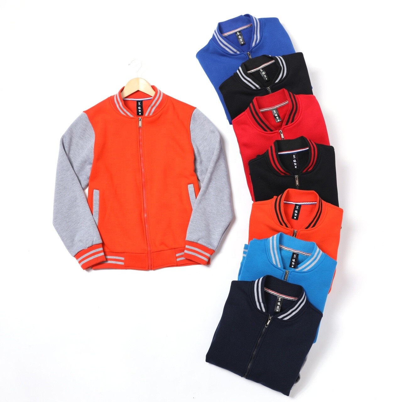 600 GSM Fleece Hoodie Baseball Coat Cotton Varsity Jacket Sweater Vintage Patchwork Pockets Streetwear