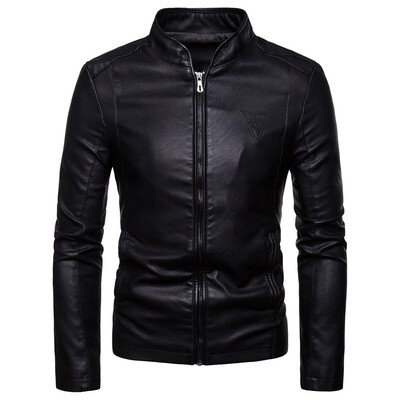 custom oem New Spring and Autumn jackets men's clothing Slim-fitting Stand-up PU leather bomber jacket men
