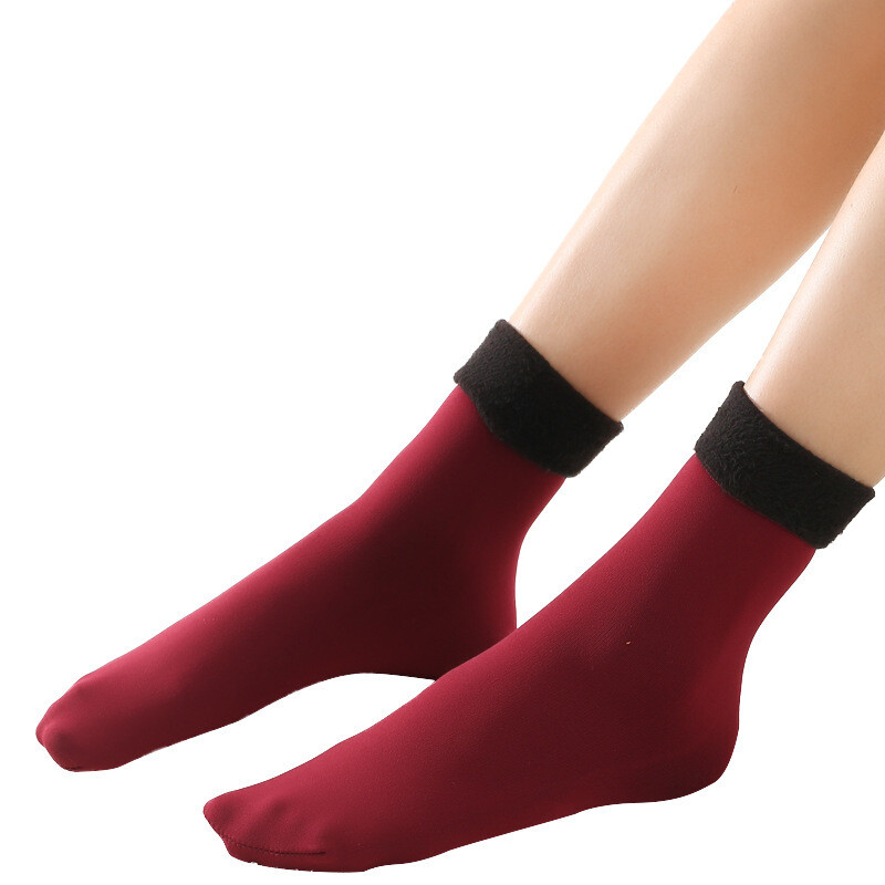 wholesale Winter adult warming middle tube snow womens socks ladies plus velvet thick socks floor socks