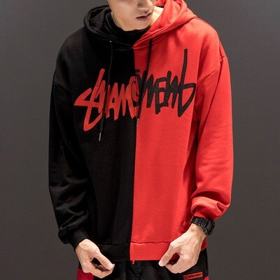 Fashion Two-Color patchwork  Hoodie jacket Cusome Print Logo Hoodie For Men Oversize pullover