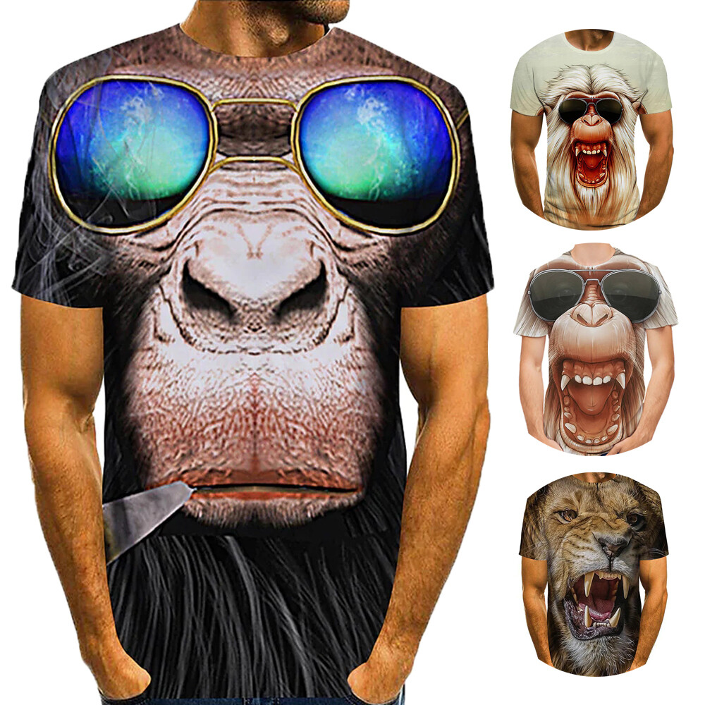 Men's Daily Tee T shirt 3D Print Graphic 3D Monkey Orangutan Plus Size Print Short Sleeve Tops Rock Streetwear Round Neck