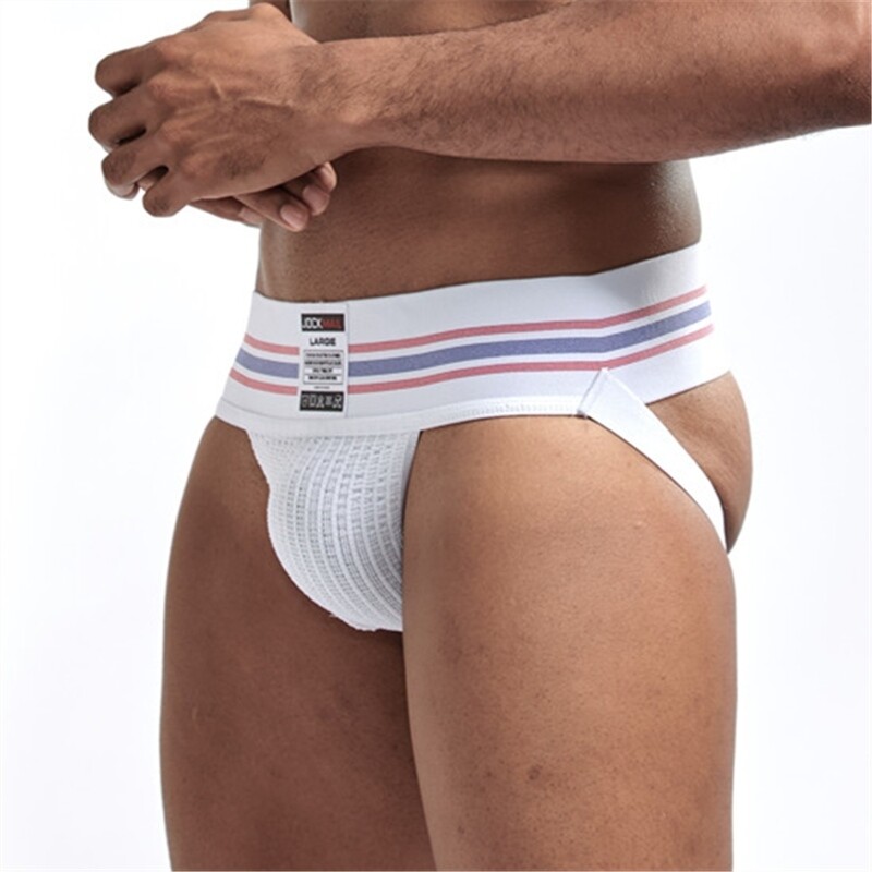 Man's sexy thongs white jockstraps with a wide belt jockstraps for gay men JOCKMAIL
