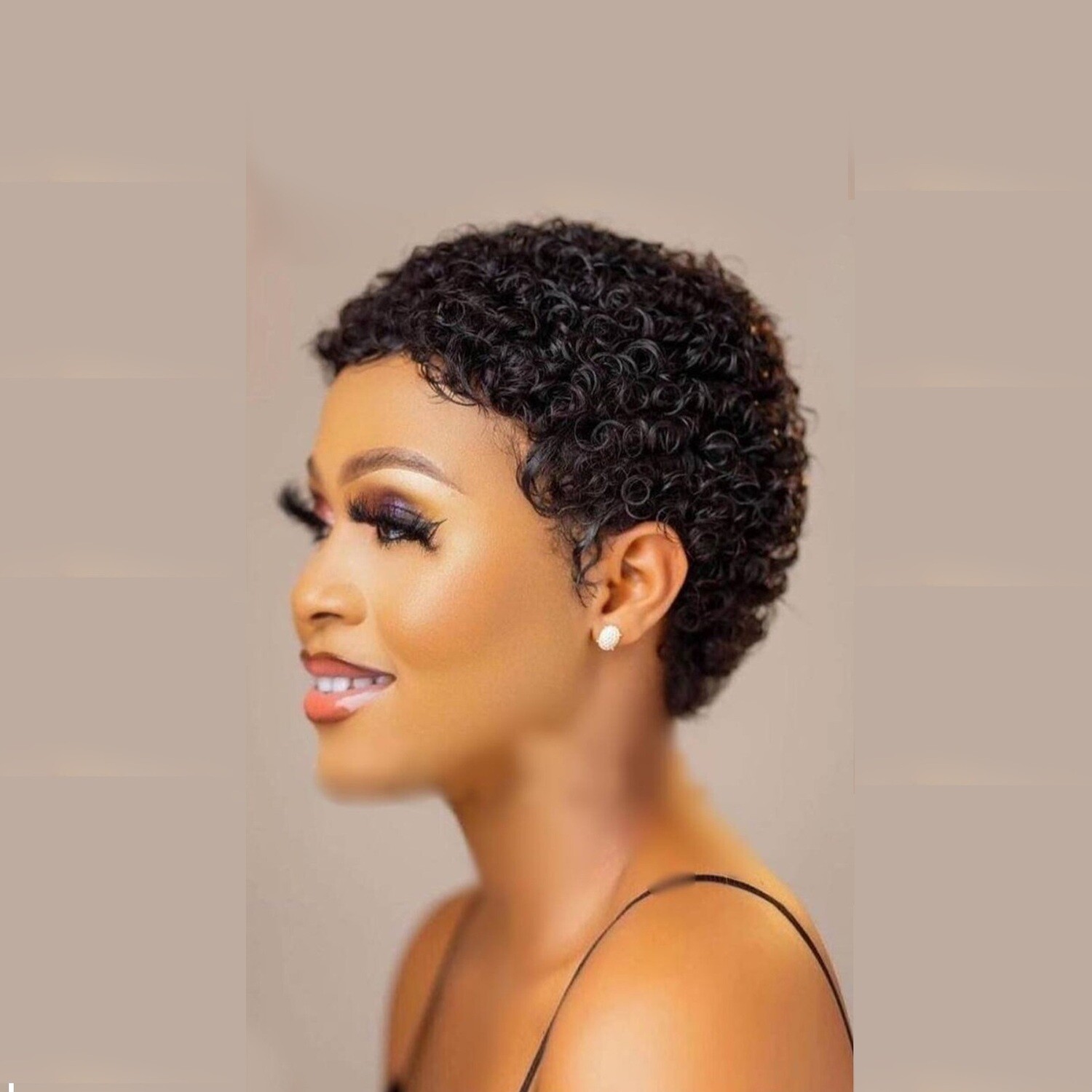 Short Afro Curly Synthetic Hair Wigs for Black Women Short Hairstyles Pixie Cut Wigs with Thin Hair Black Brown Blonde Hair Wigs