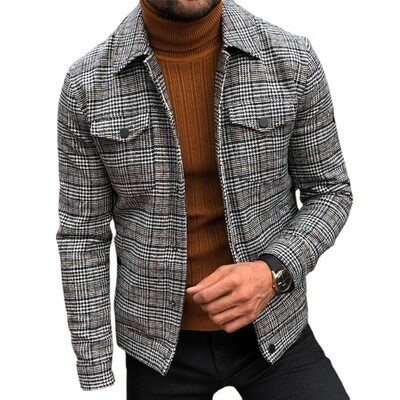 2022 Fashion Men Oversize Casual Jacket Coat Warm Streetwear Autumn Plaid Men's Jacket Top