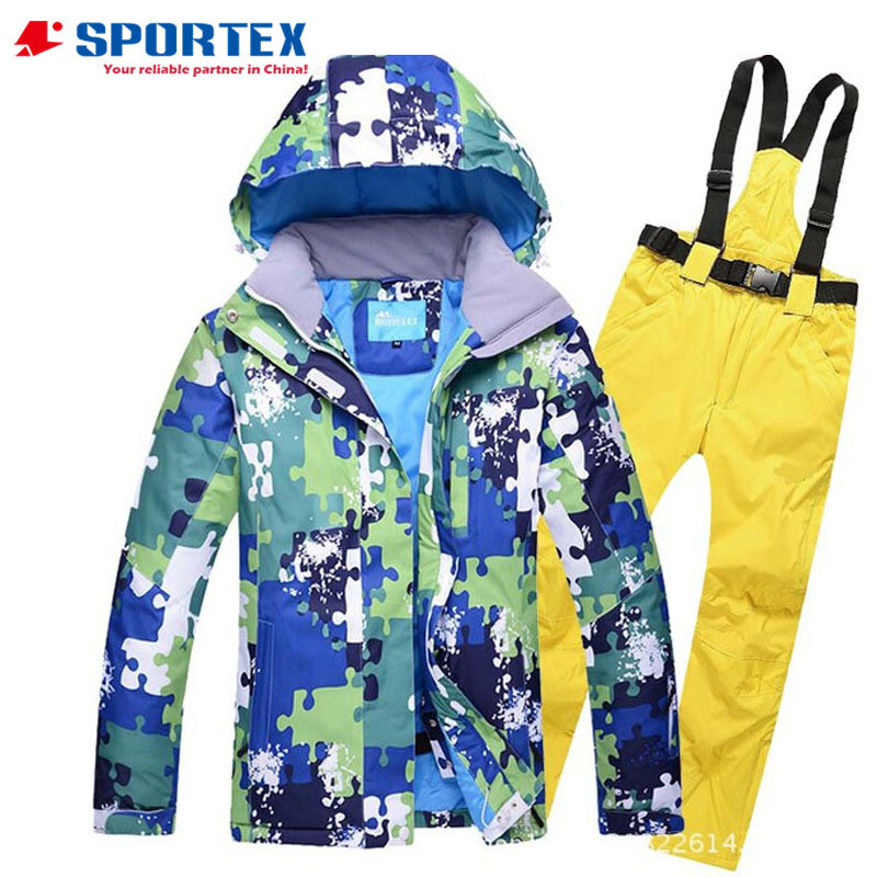 Custom winter outdoor sport waterproof men ski jacket two-piece ski & snow wear Snow suit