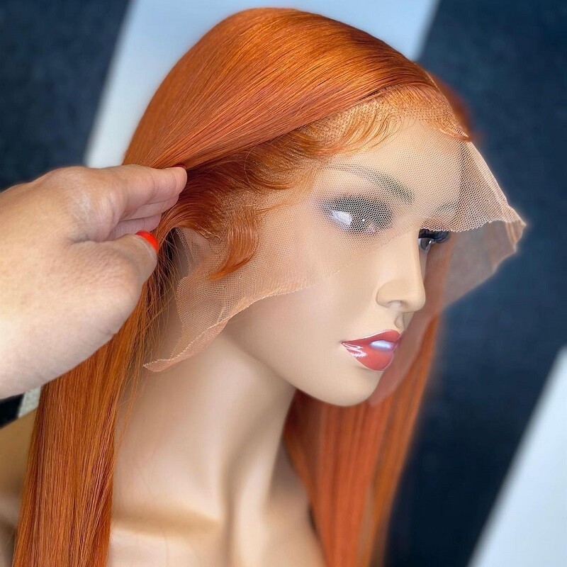 Wholesale Orange Ginger Wigs Colorful Peruvian Virgin Human Hair Wigs For Black Women Custom HD Lace Frontal Wig Vendor